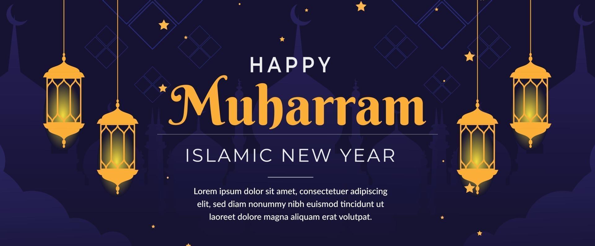 modelo de saudação de feliz ano novo islâmico muharram vetor