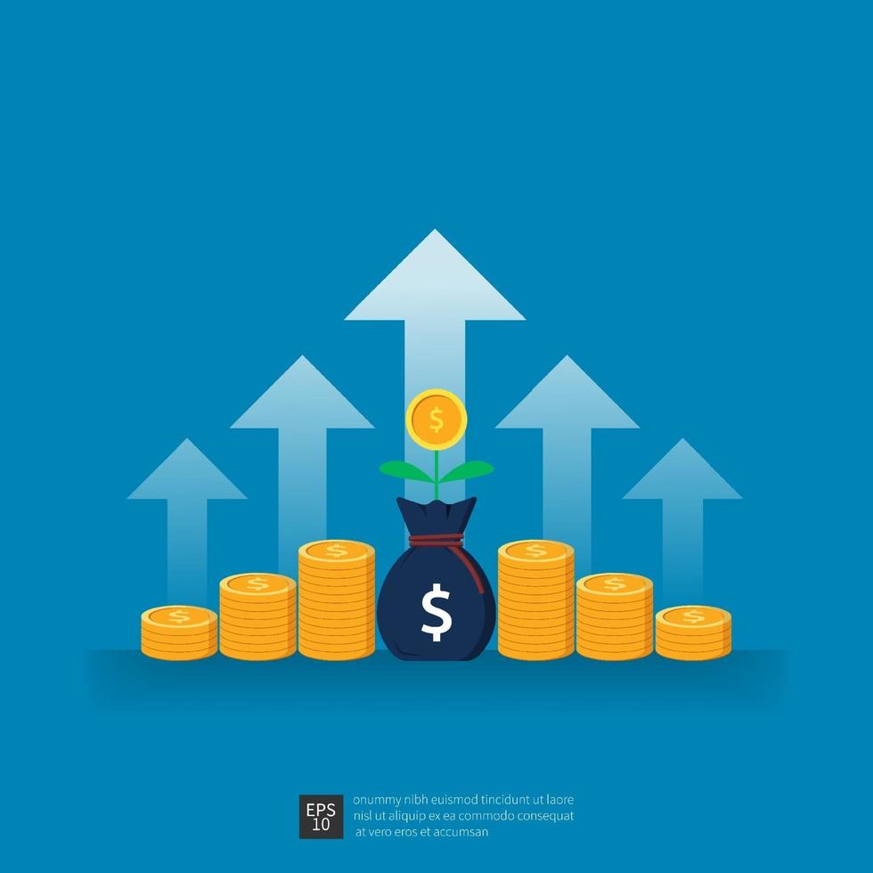 retorno sobre o investimento da seta de crescimento do negócio para o conceito de sucesso. vetor