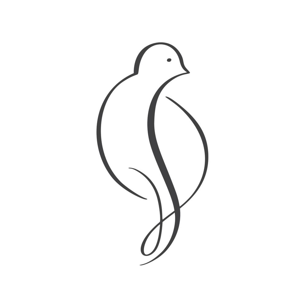 contínuo um desenho de linha pássaro pomba. logotipo de pombo voador vetor