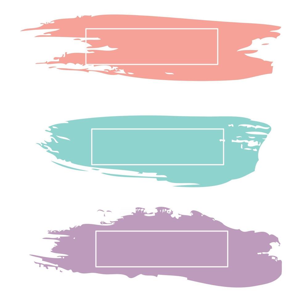 três traços de tinta colorida com moldura e lugar para texto - vetor