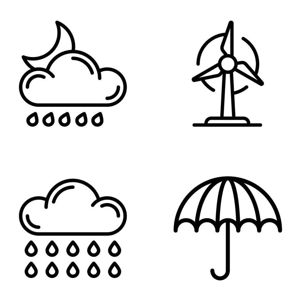 conjuntos de ícones de linha meteorológica vetor