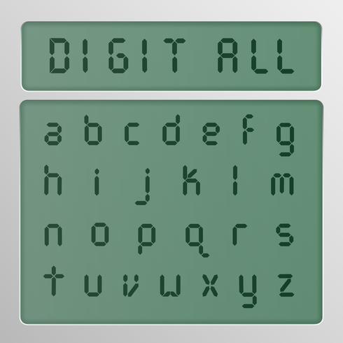 Conjunto de caracteres digitais de um tipo de letra em uma tela, ilustração vetorial vetor