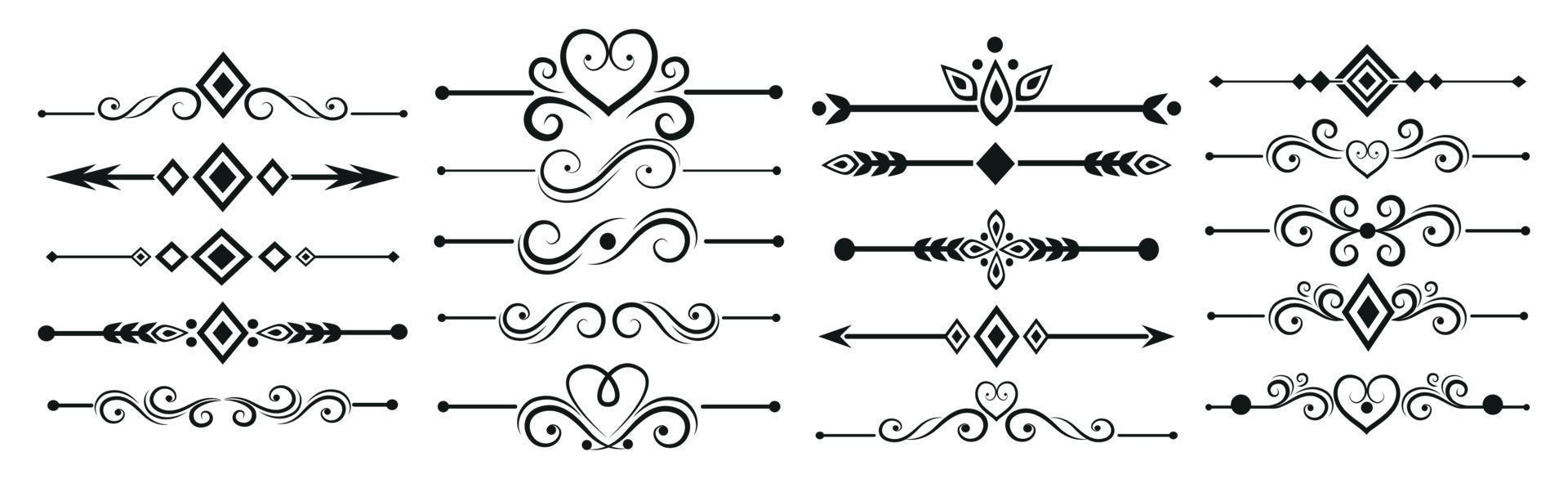 seleção seth de vários elementos de ornamentos de linha - vetor