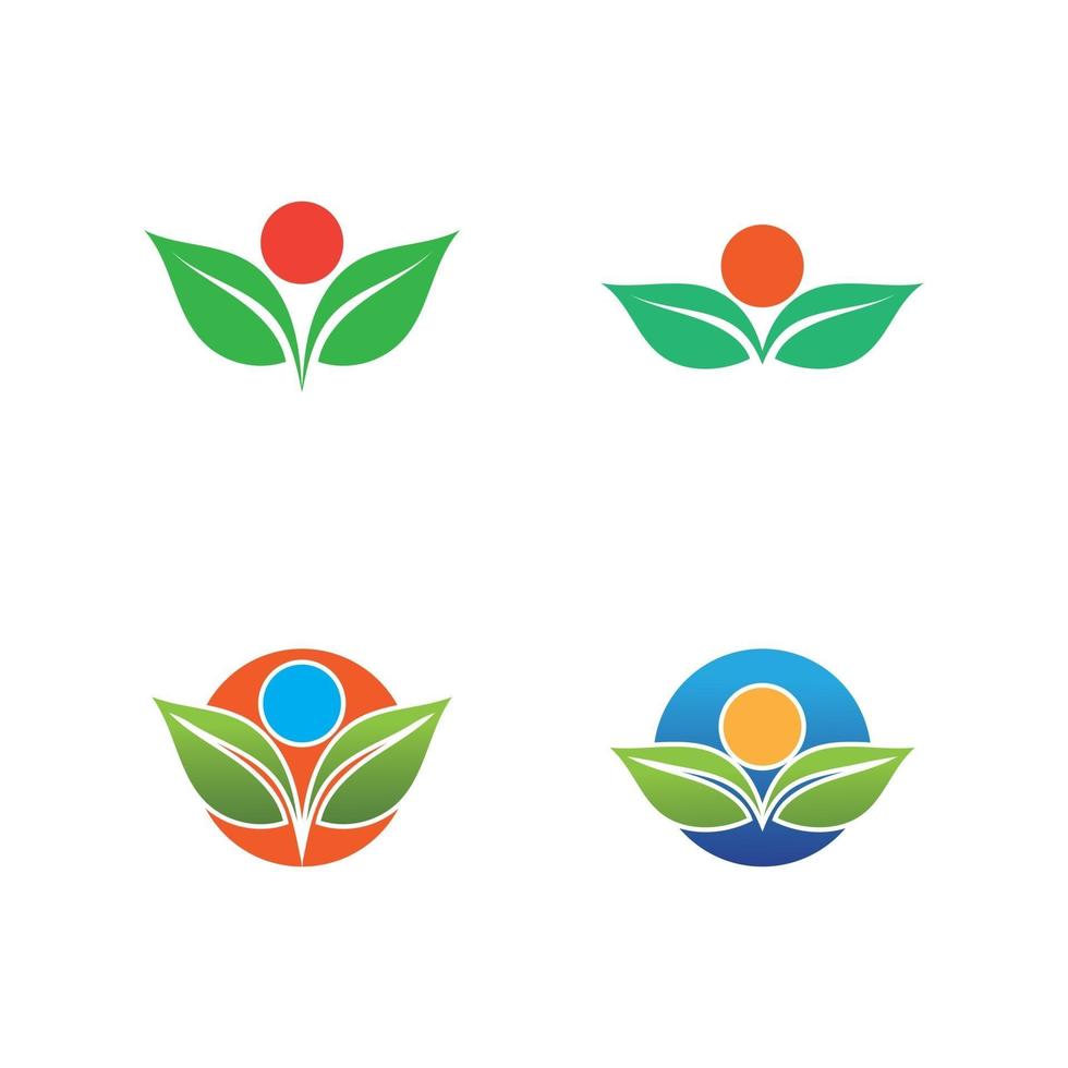 as pessoas cuidam da natureza e do vetor de design de logotipo de saúde