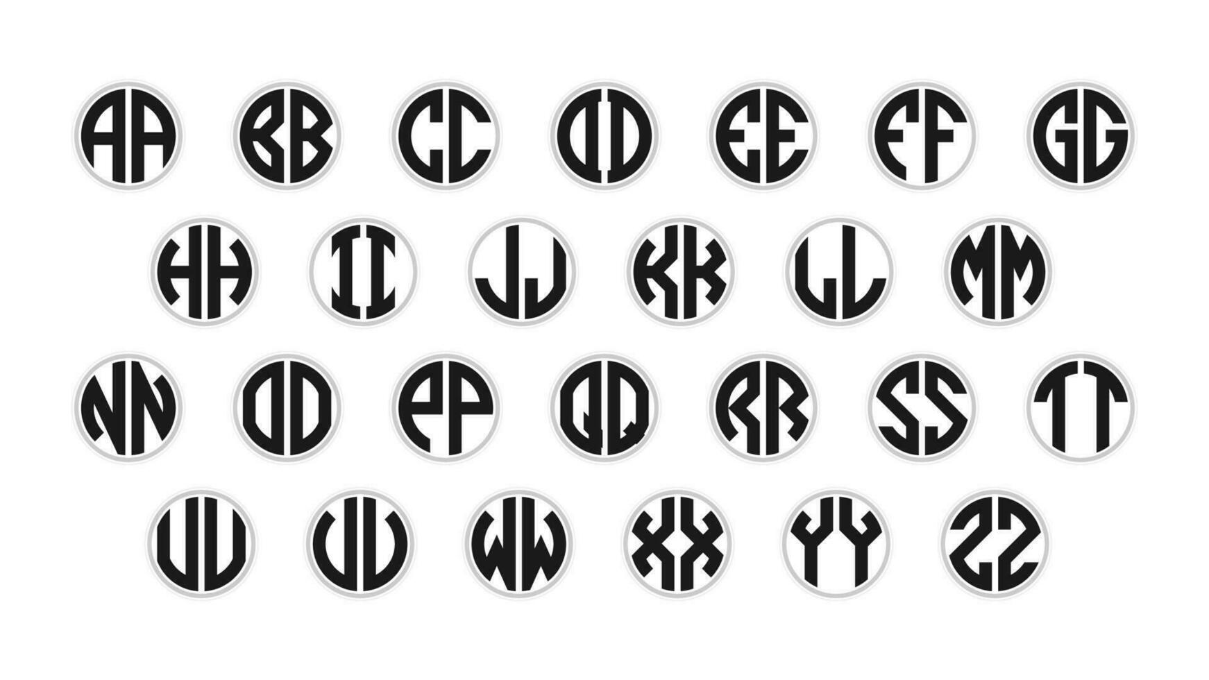 monograma círculo logotipo fita estilo Projeto modelo. 2 cartas para bordado logótipo inicial Projeto. vetor