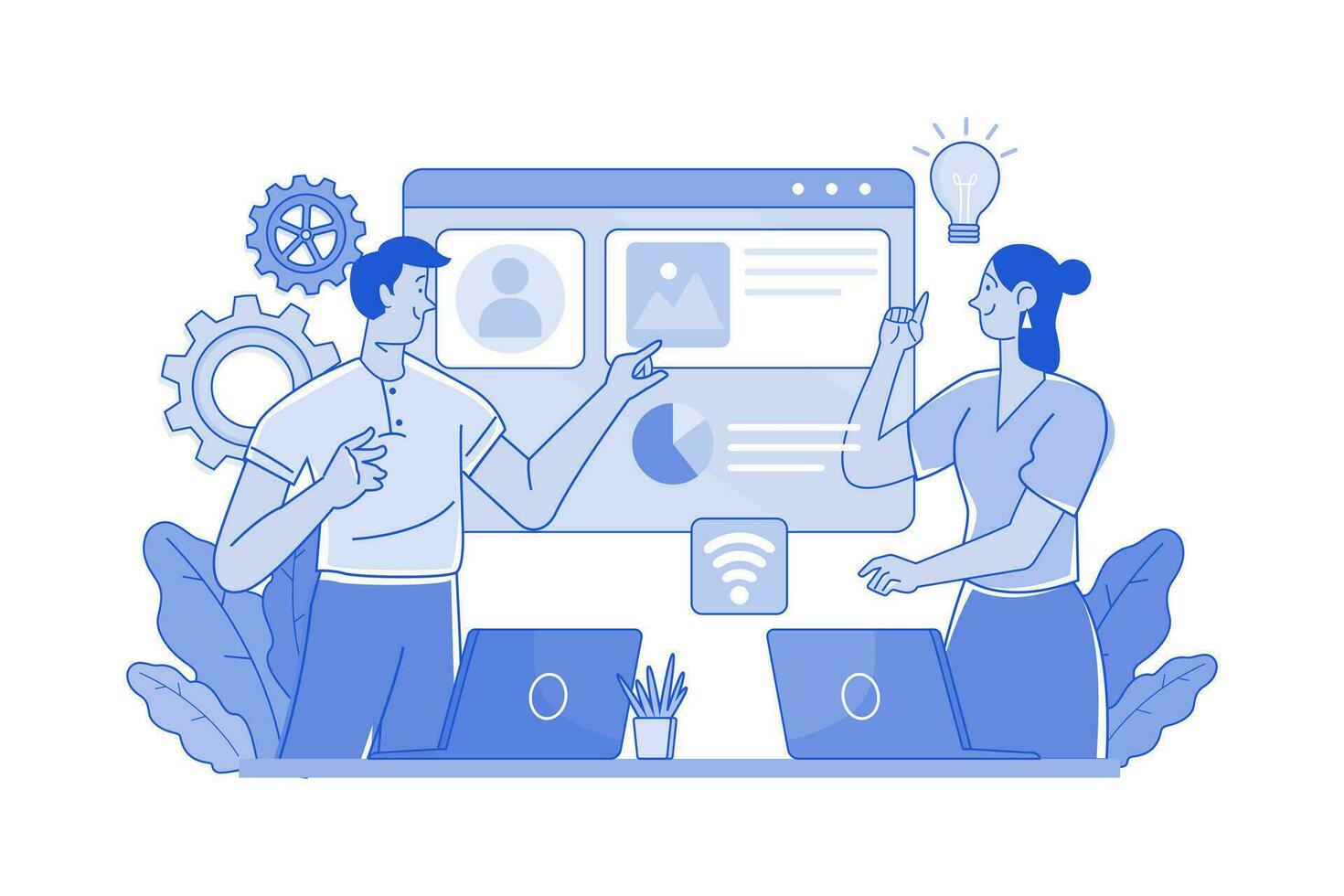 conceito de ilustração de design de interface adaptável em fundo branco vetor