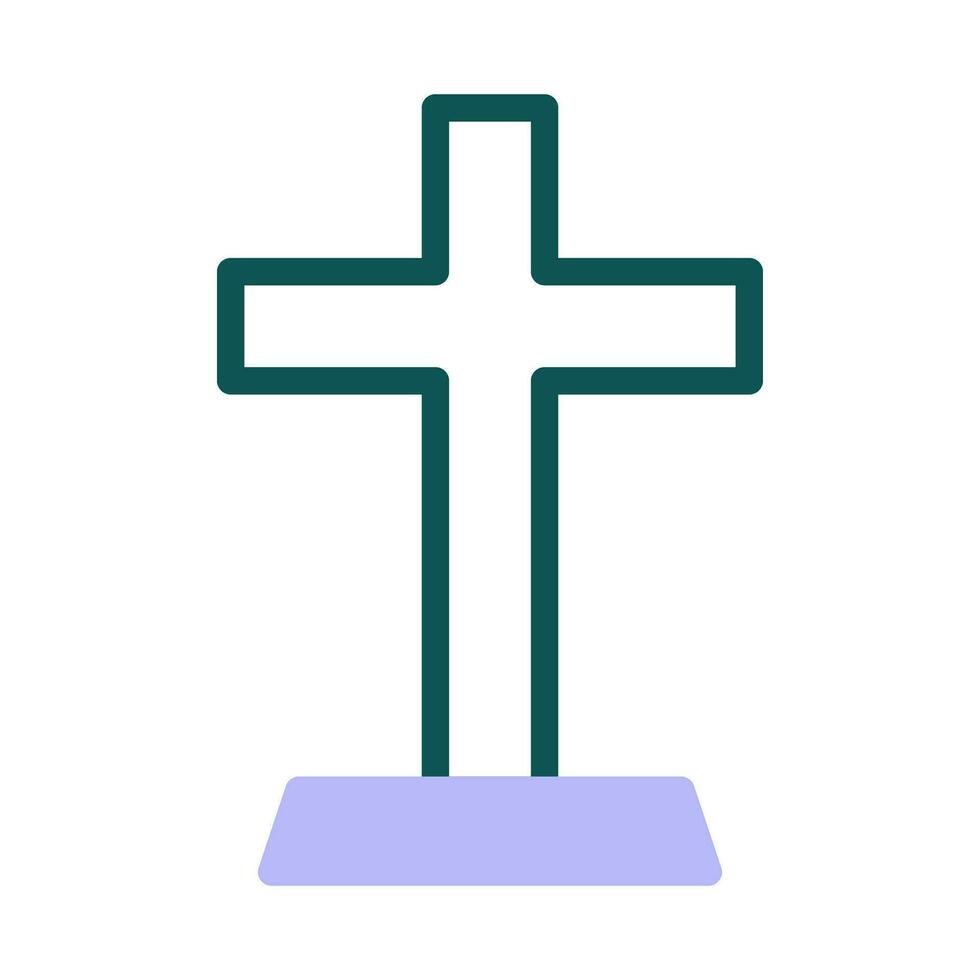 salib ícone duotônico verde roxa cor Páscoa símbolo ilustração. vetor