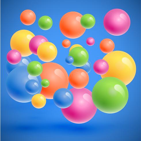 Esferas coloridas flutuando, ilustração vetorial realista vetor