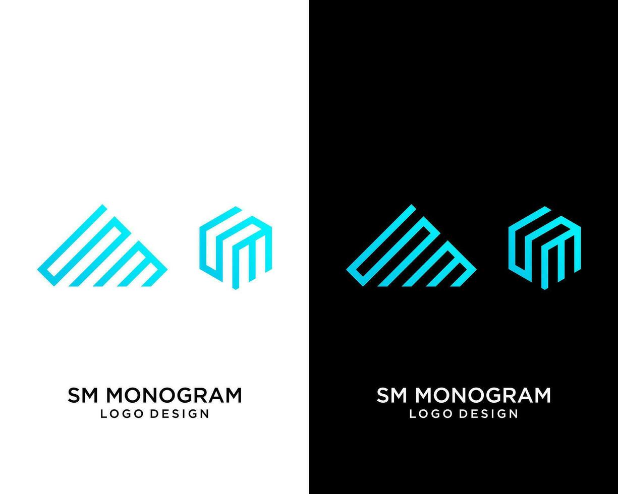 carta sm monograma simples geométrico linha logotipo Projeto. vetor