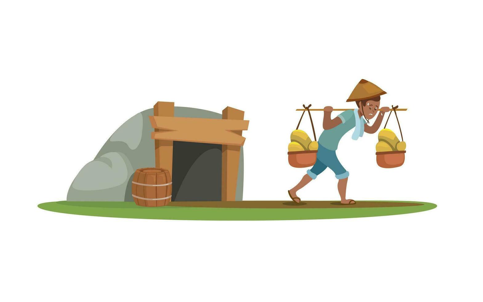 tradicional mineiro trabalhando, escravidão dentro mineração indústria desenho animado ilustração vetor