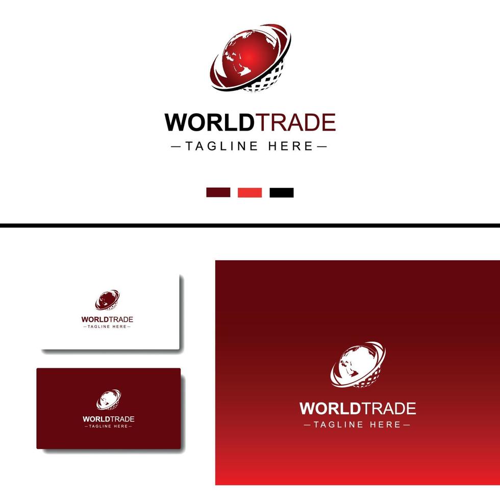 negociação de design de logotipo com ícone do mundo vetor
