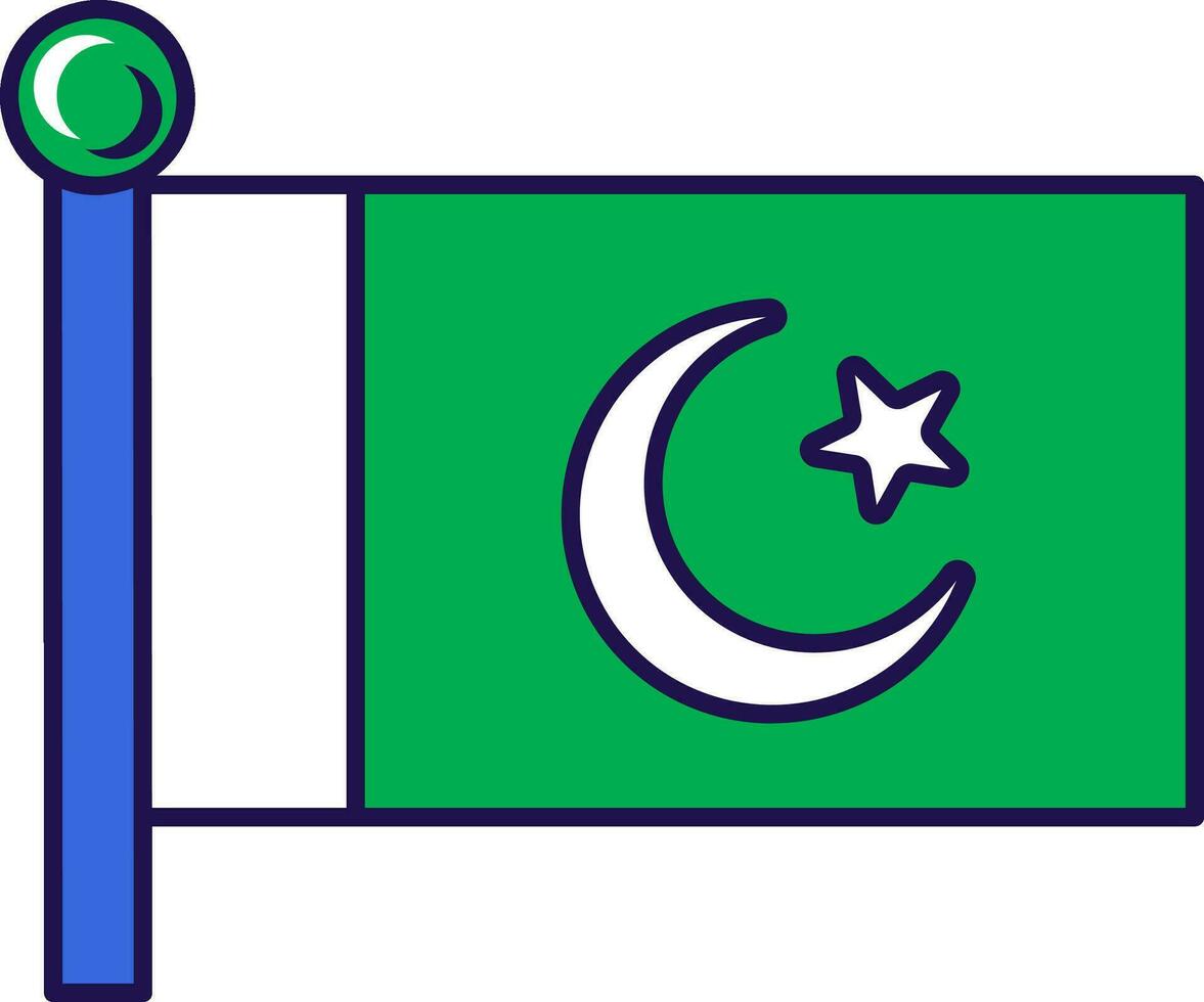 Paquistão país nação bandeira em mastro de bandeira vetor