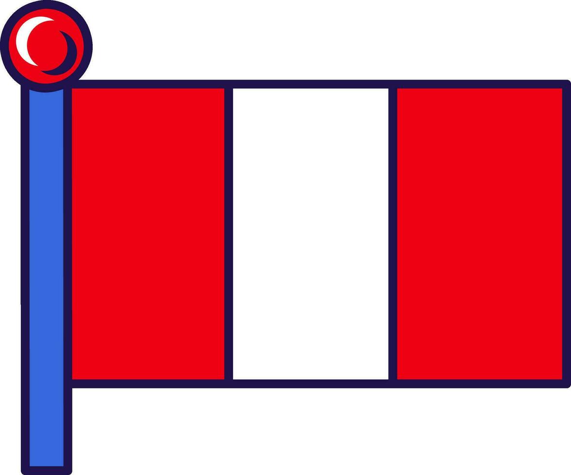 Peru república nacional bandeira em mastro de bandeira vetor