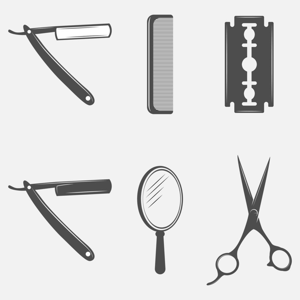 materiais de barbearia vetor