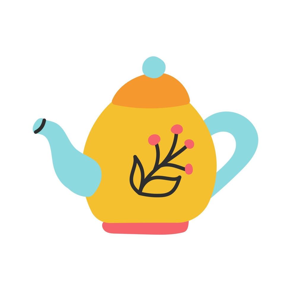 bule de chá colorido com um padrão. ilustração vetorial em um estilo simples vetor