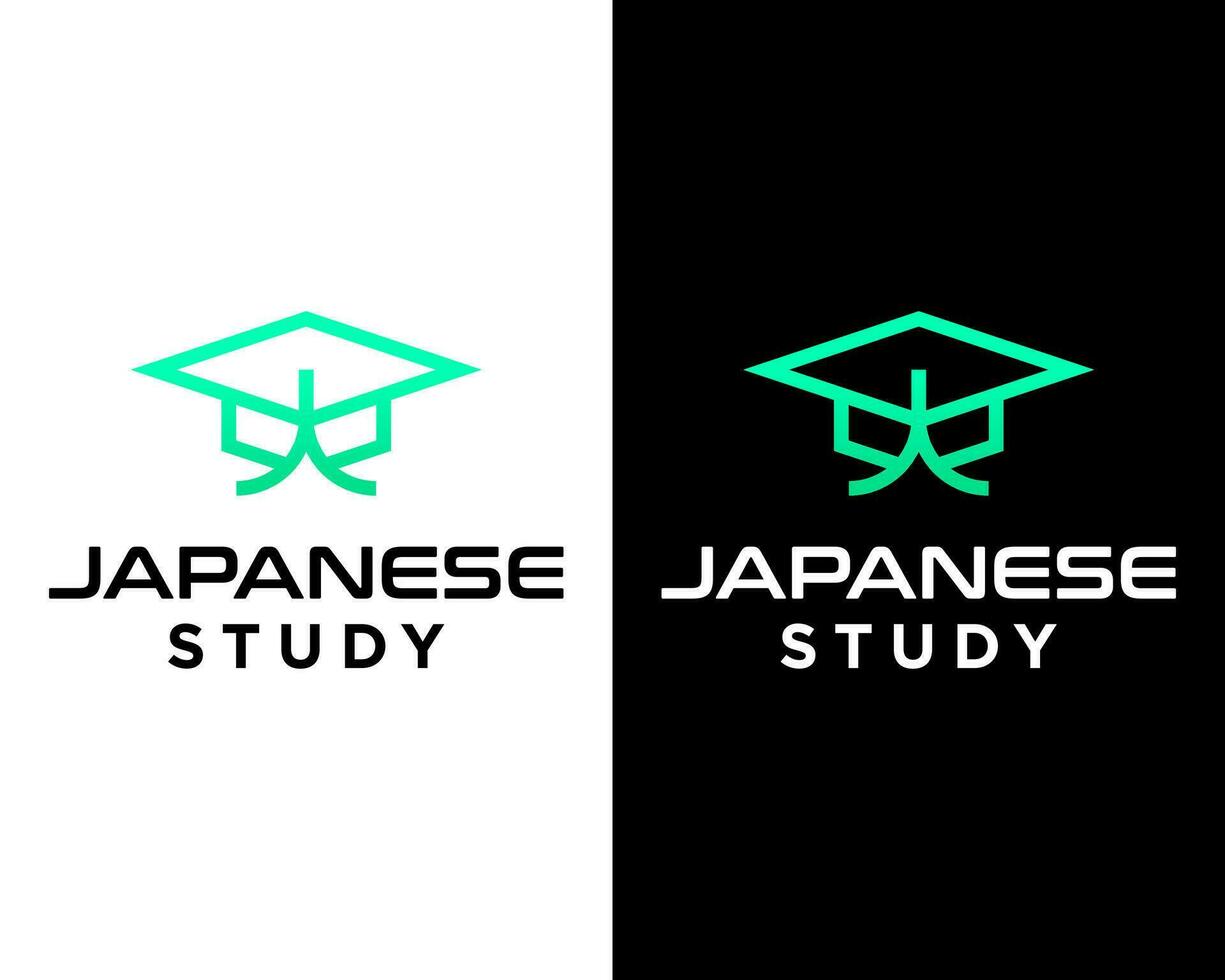 universidade Educação acadêmico chapéu e japonês cartas logotipo Projeto. vetor