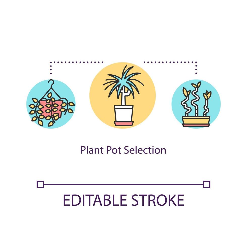 ícone do conceito de seleção de vasos de plantas vetor