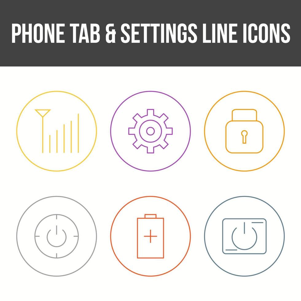 guia de telefone exclusivo e conjunto de ícones de vetor de configurações