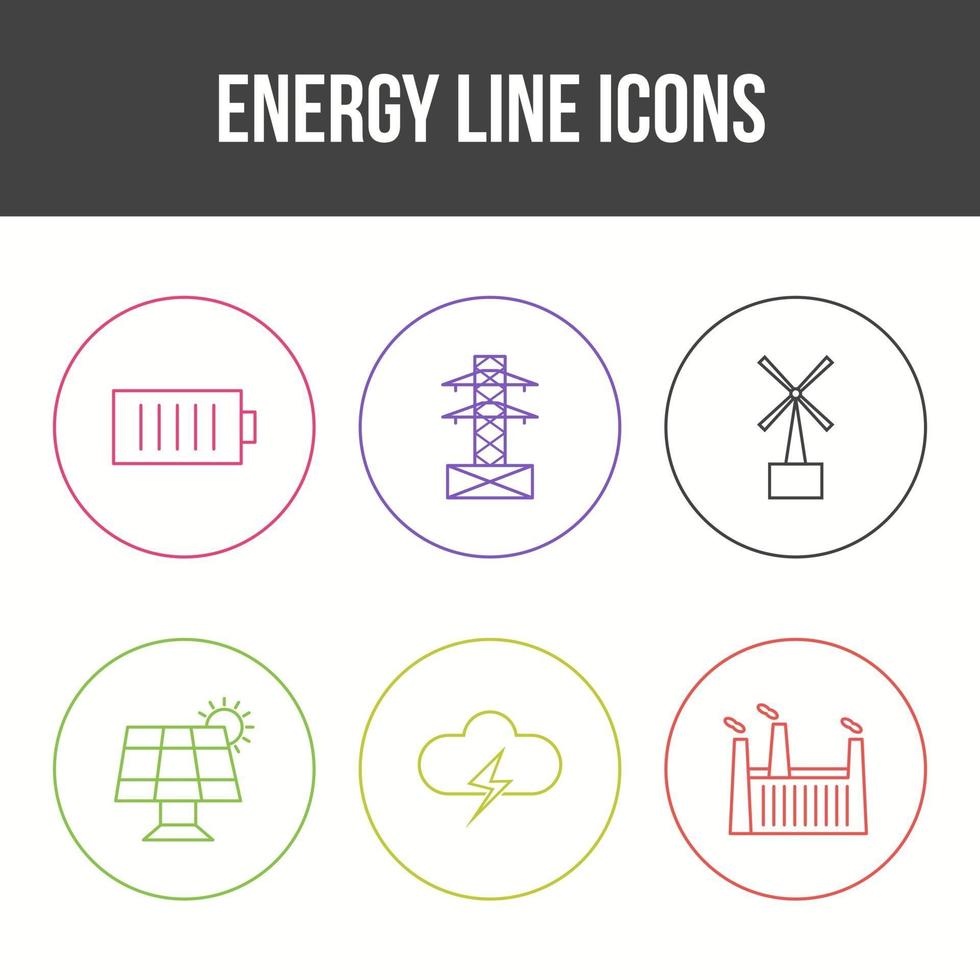 conjunto de ícones de vetor de linha de energia