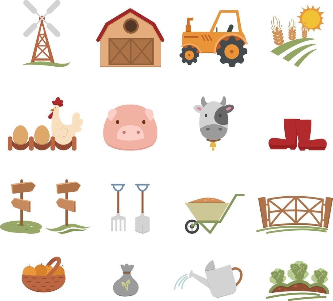 conjunto de ícones de fazenda vetor