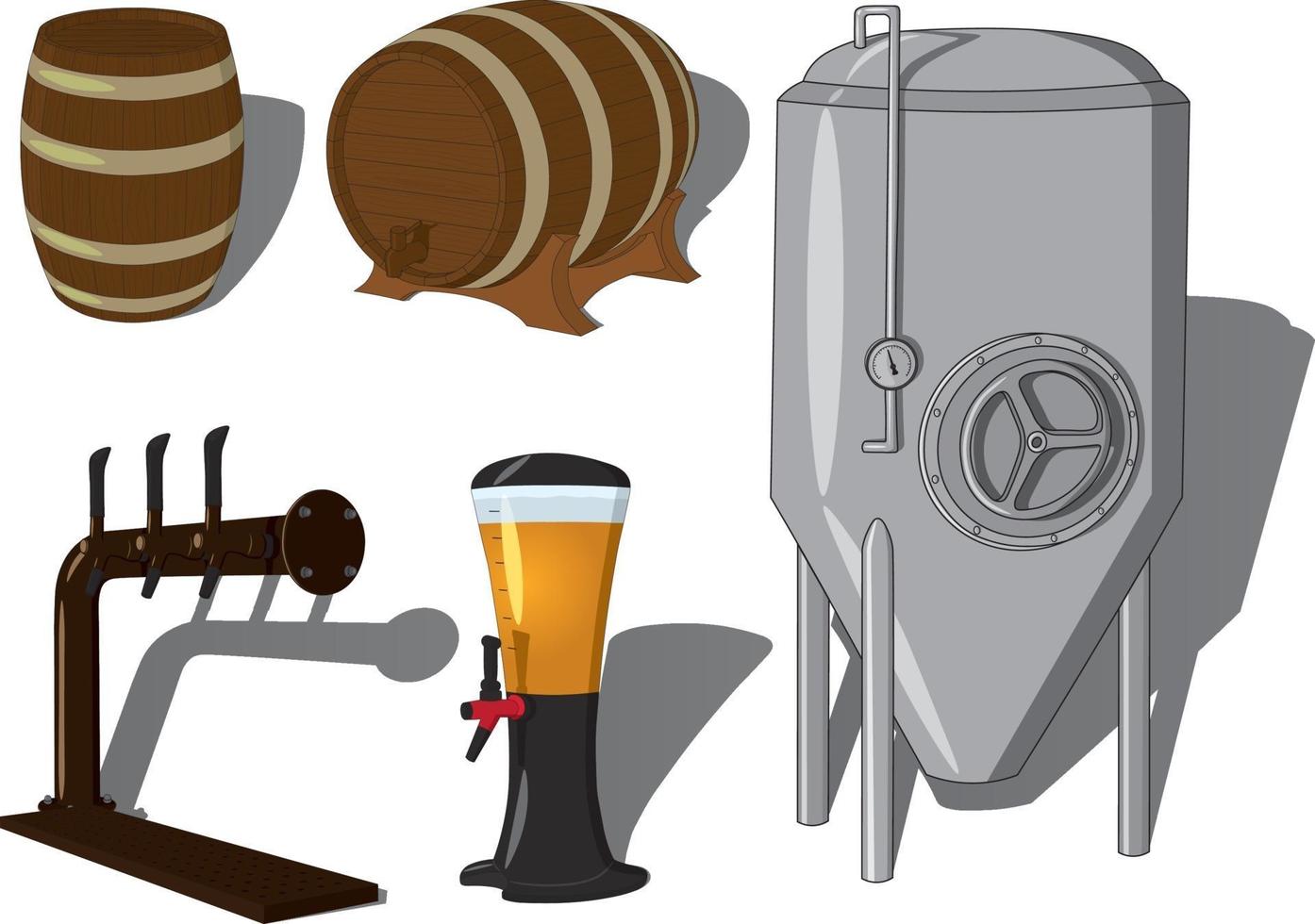 conjunto de ilustração vetorial de tecnologia de cerveja vetor