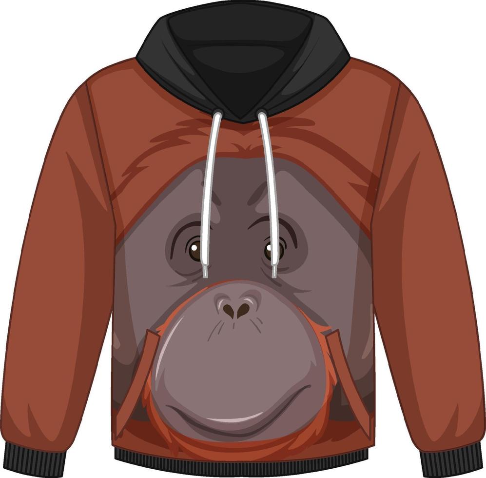 Frente do casaco com capuz com padrão de orangotango vetor