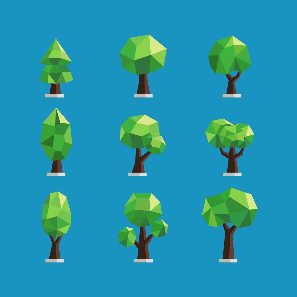 conjunto de ícone de árvore poligonal vetor