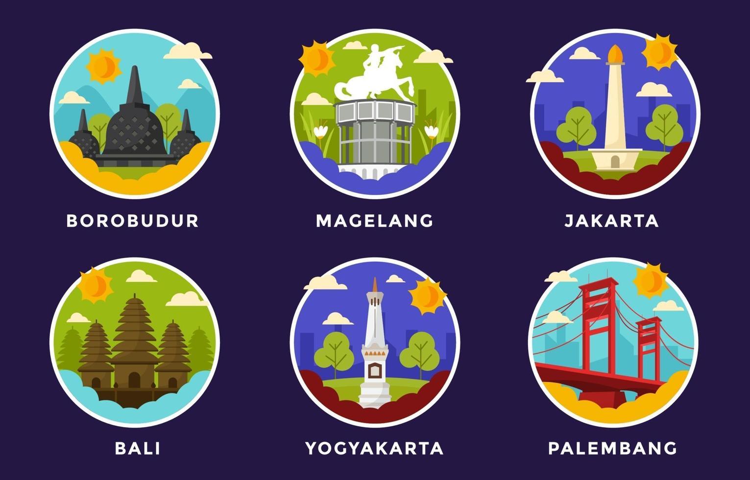ícones de referência indonésio vetor