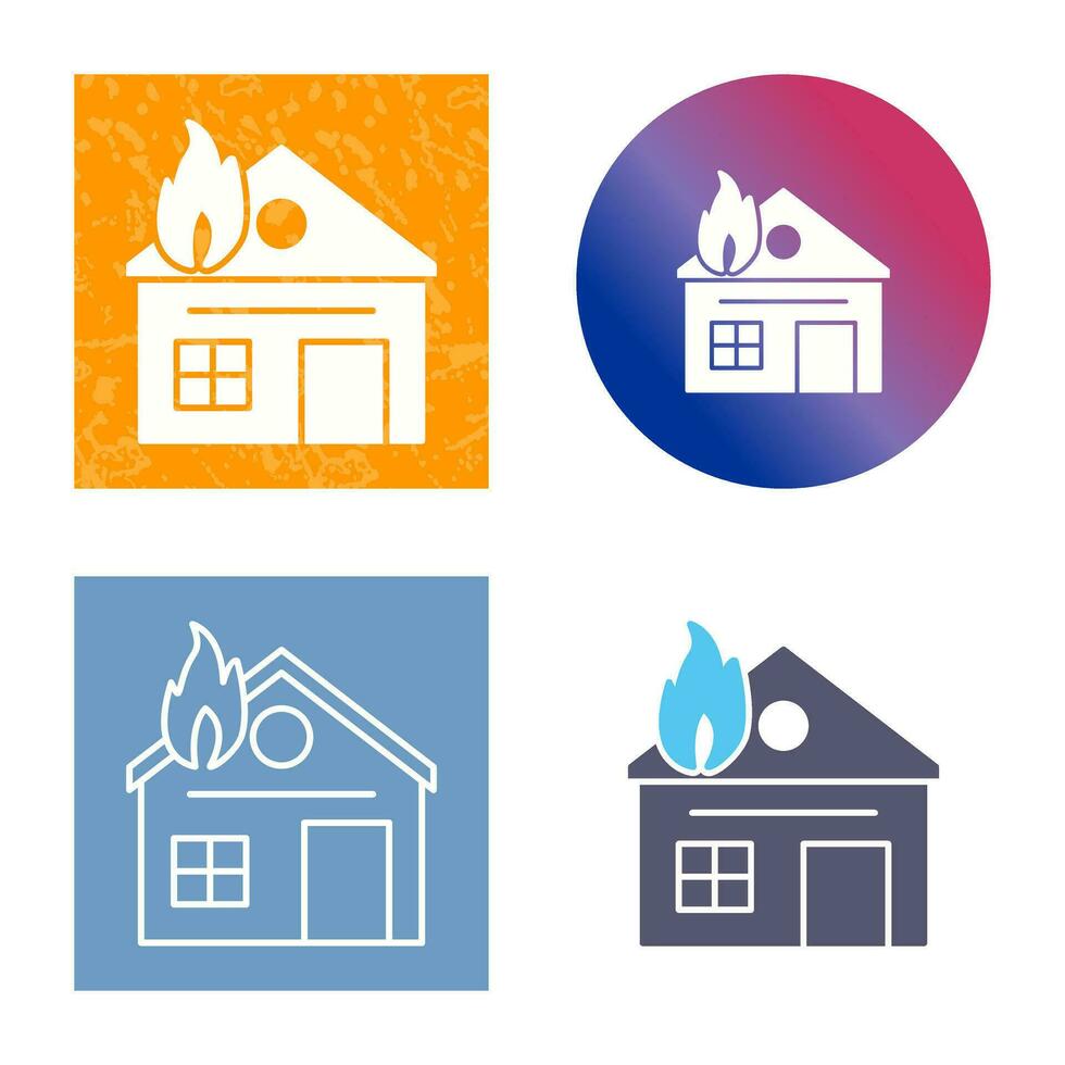 ícone de vetor de casa única em chamas