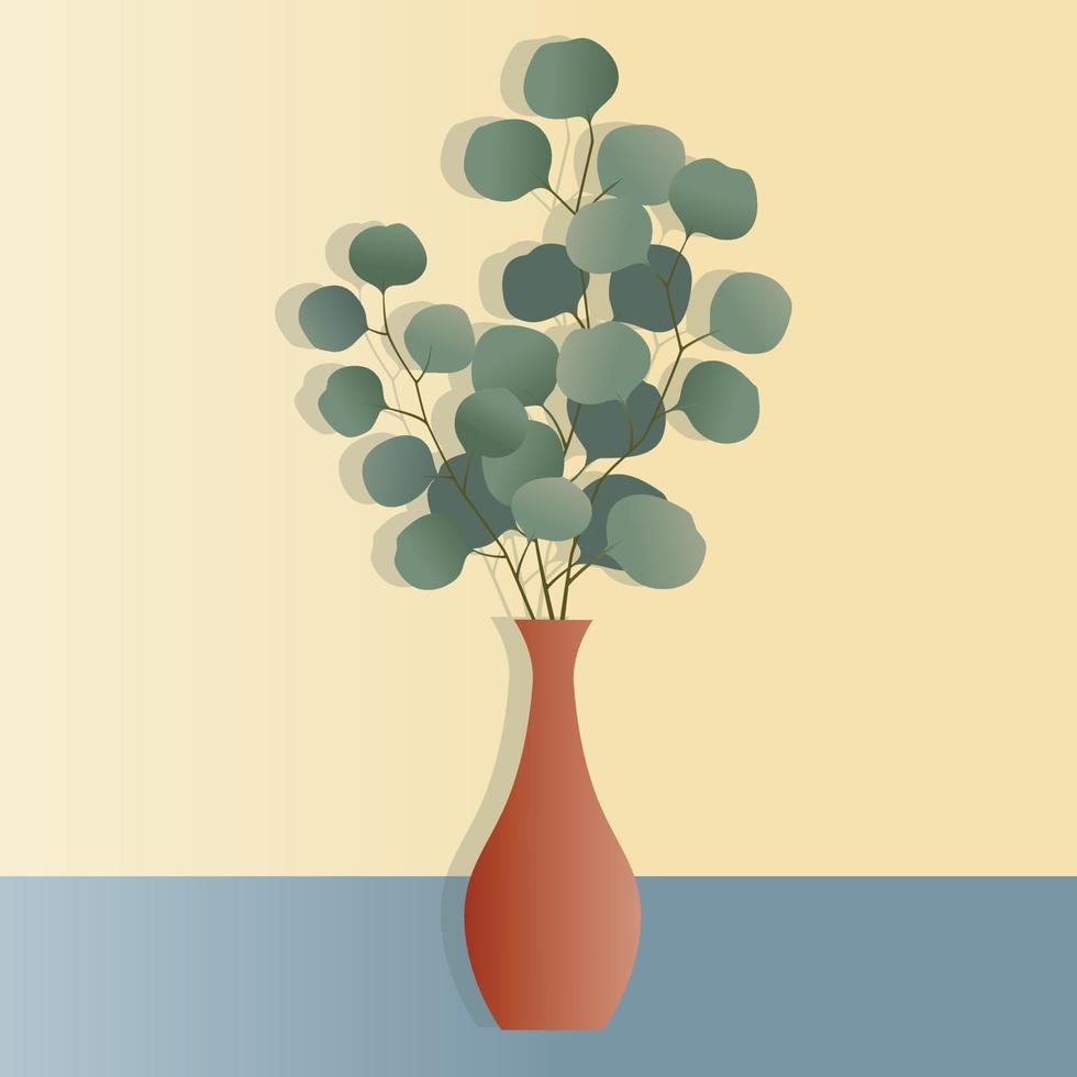 planta de eucalipto em ilustrações vetoriais de vaso vetor