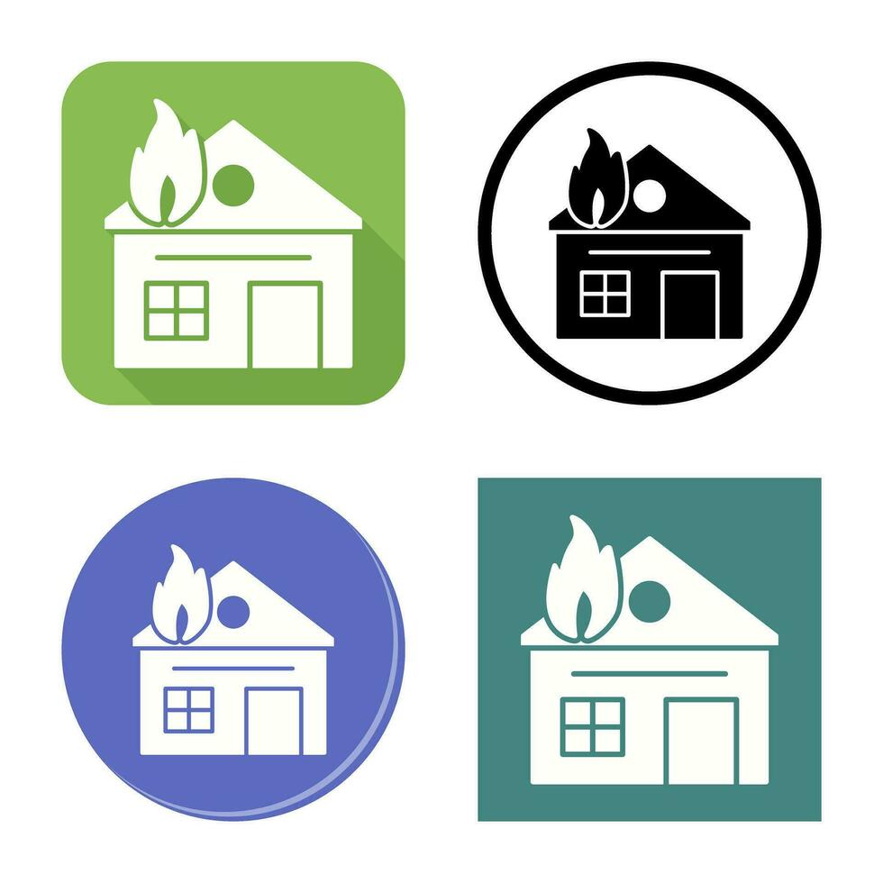 ícone de vetor de casa única em chamas