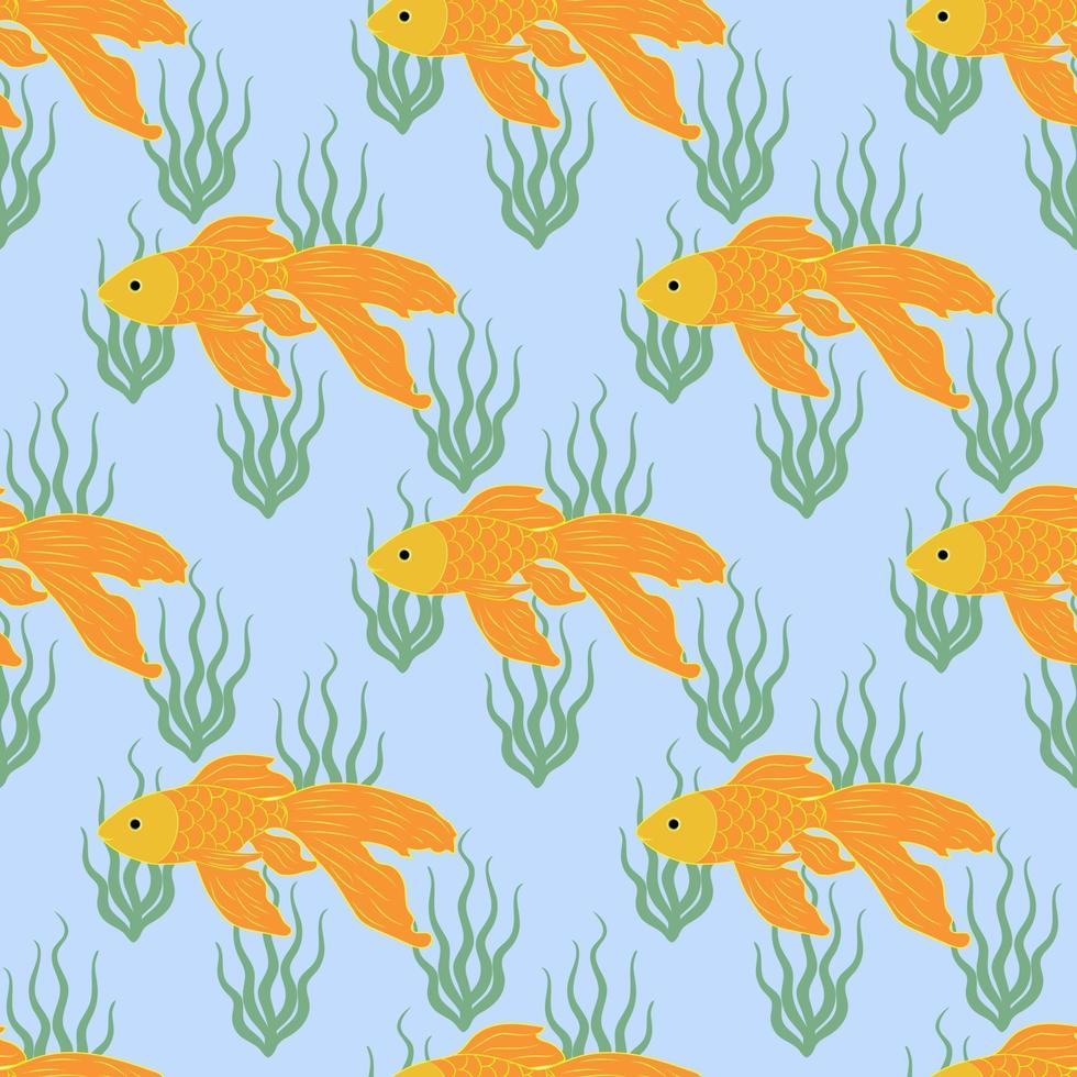 goldfish padrão sem emenda. ilustração em vetor plana.