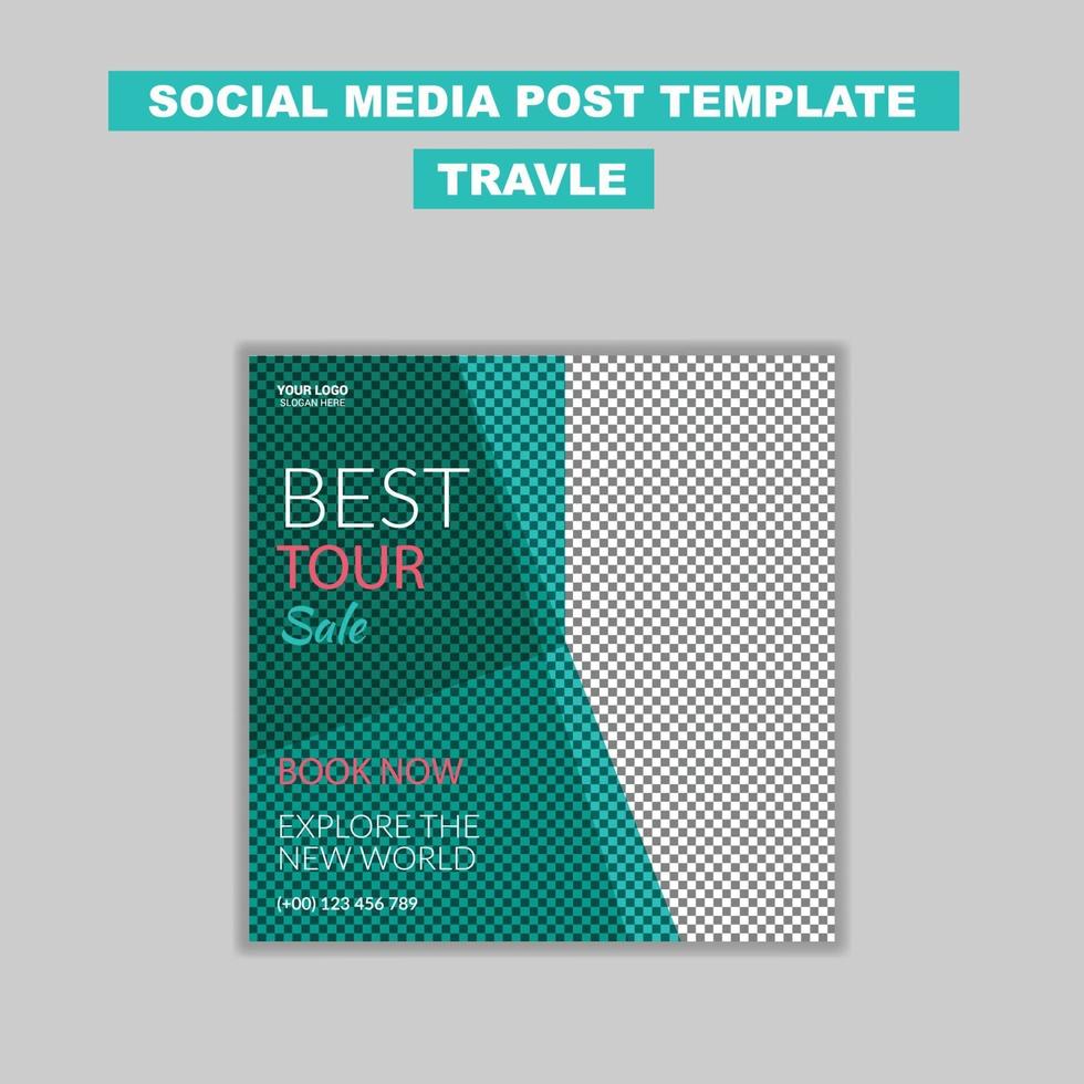 design de modelo de postagem de mídia social de viagens. design de banner de mídia social vetor