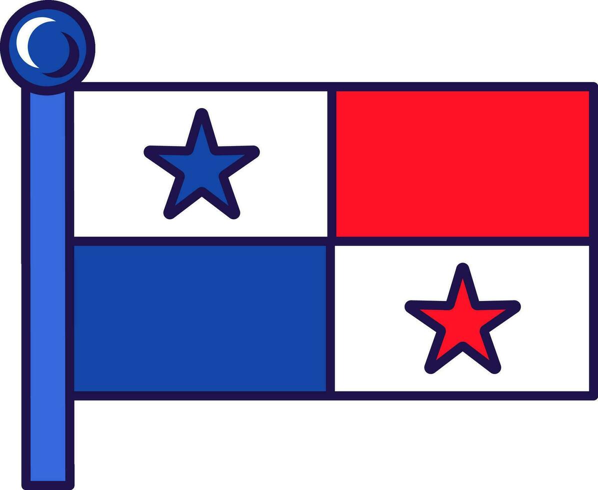Panamá país nação bandeira em mastro de bandeira vetor