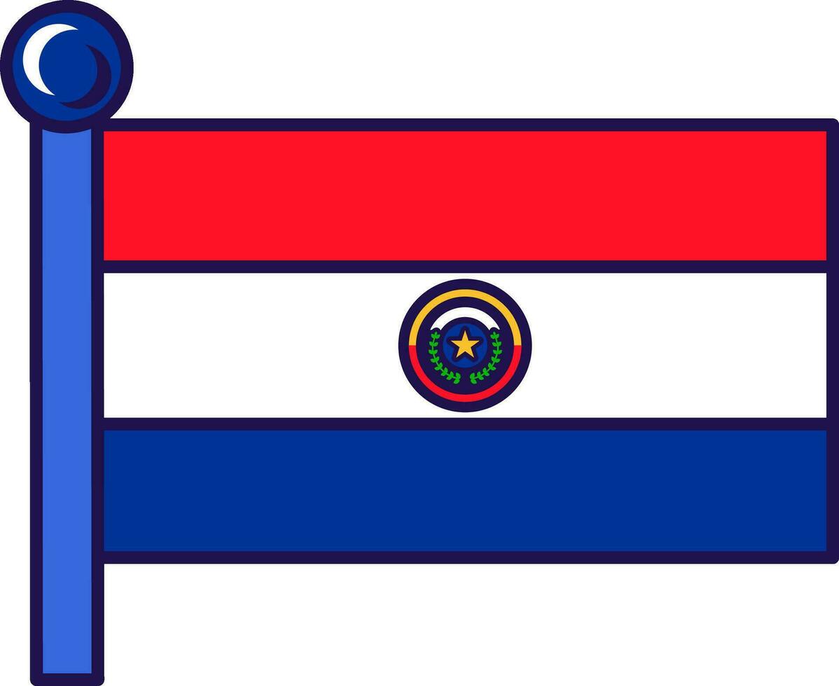 Paraguai país nação bandeira em mastro de bandeira vetor