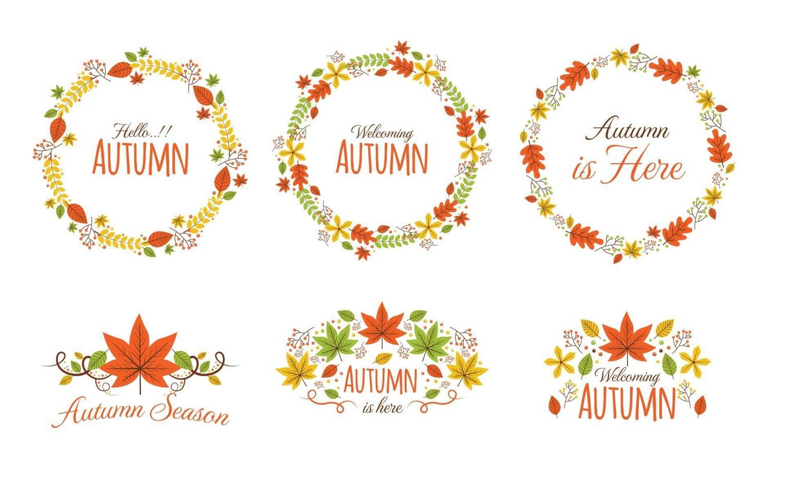 coleção de emblemas de outono floral vetor