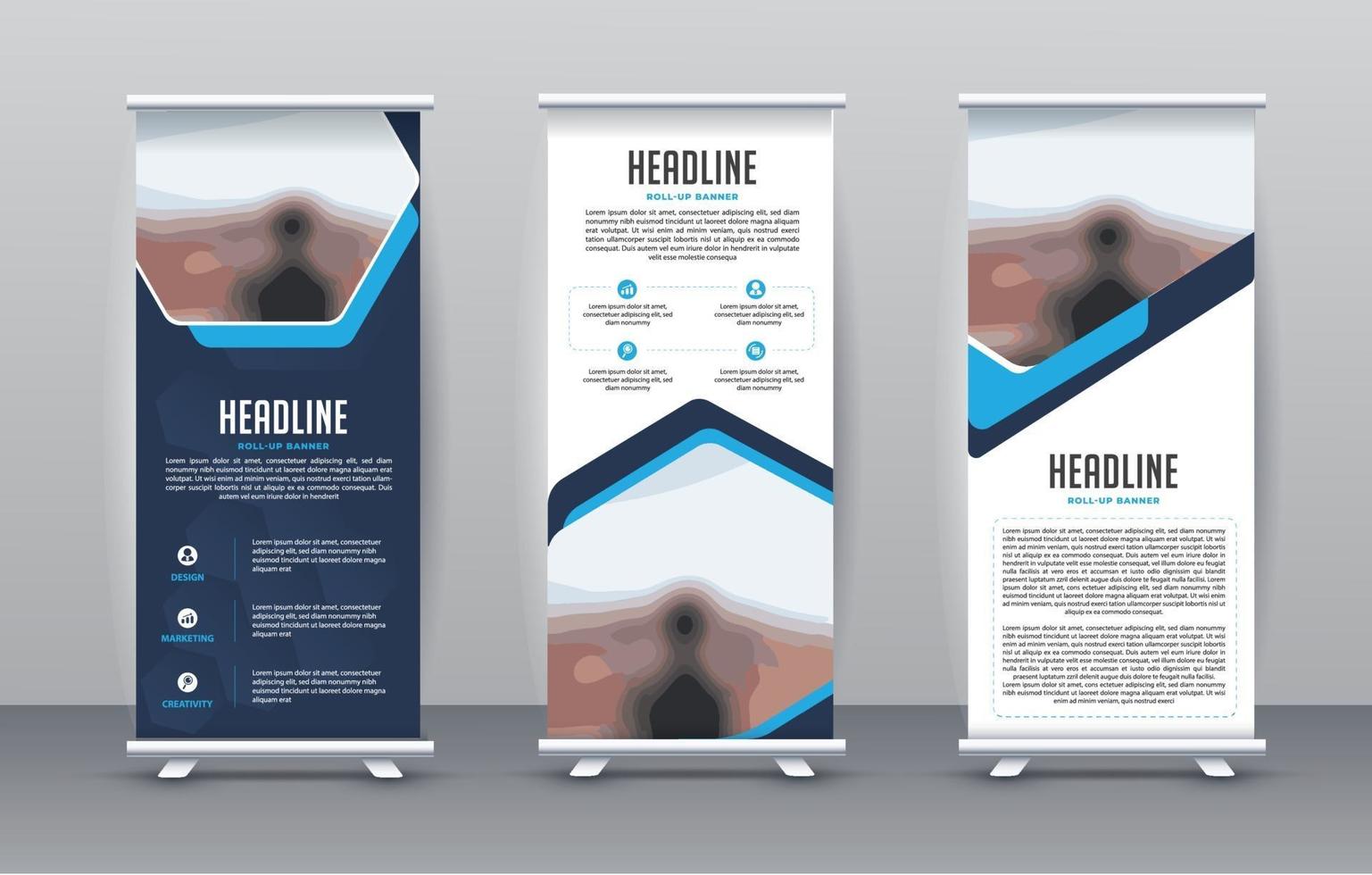 negócio roll up set. design standee. modelo de banner vetor