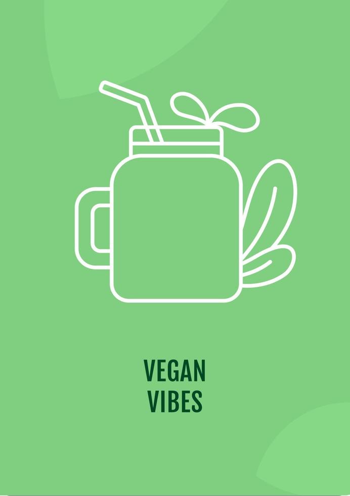 vegetarianismo promovendo cartão postal com ícone de glifo linear vetor