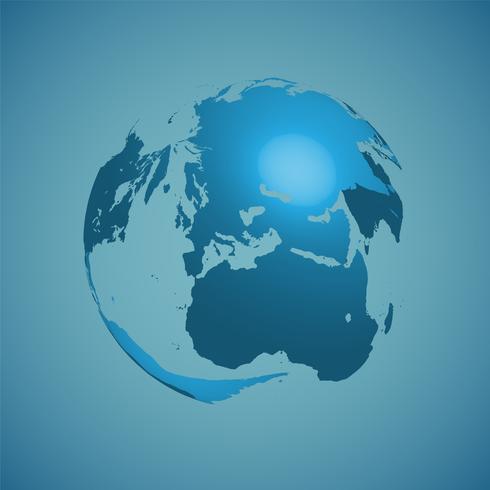 Globo do mundo sobre um fundo azul, ilustração vetorial vetor
