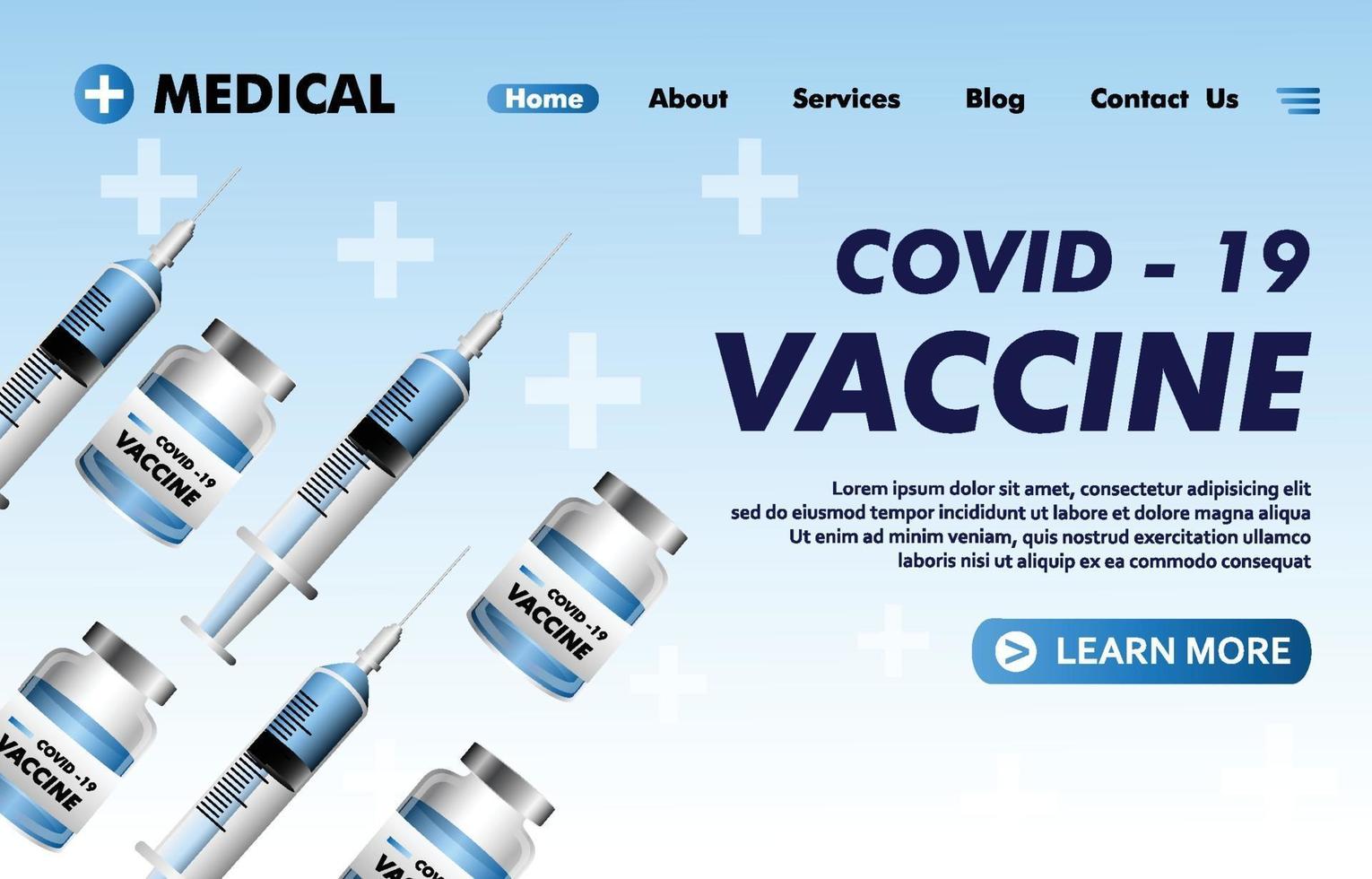página de destino da vacina vetor