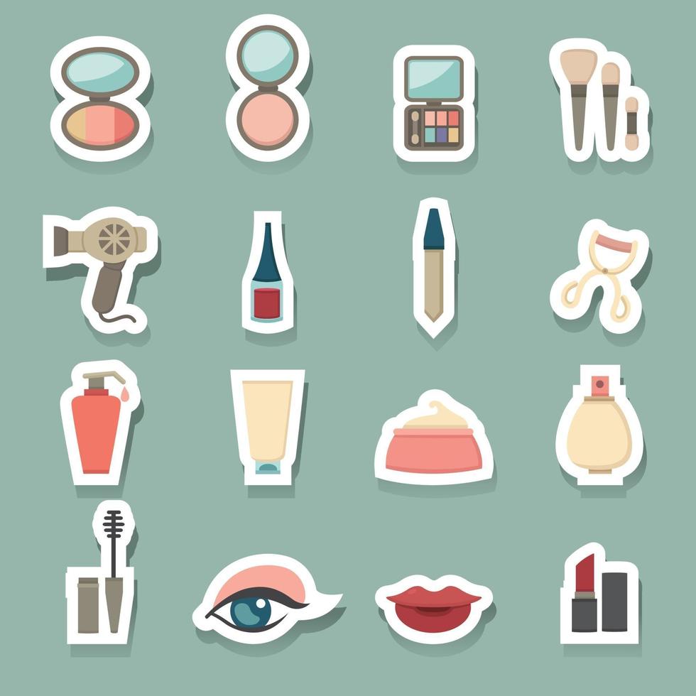 conjunto de ícones de cosméticos de maquiagem vetor
