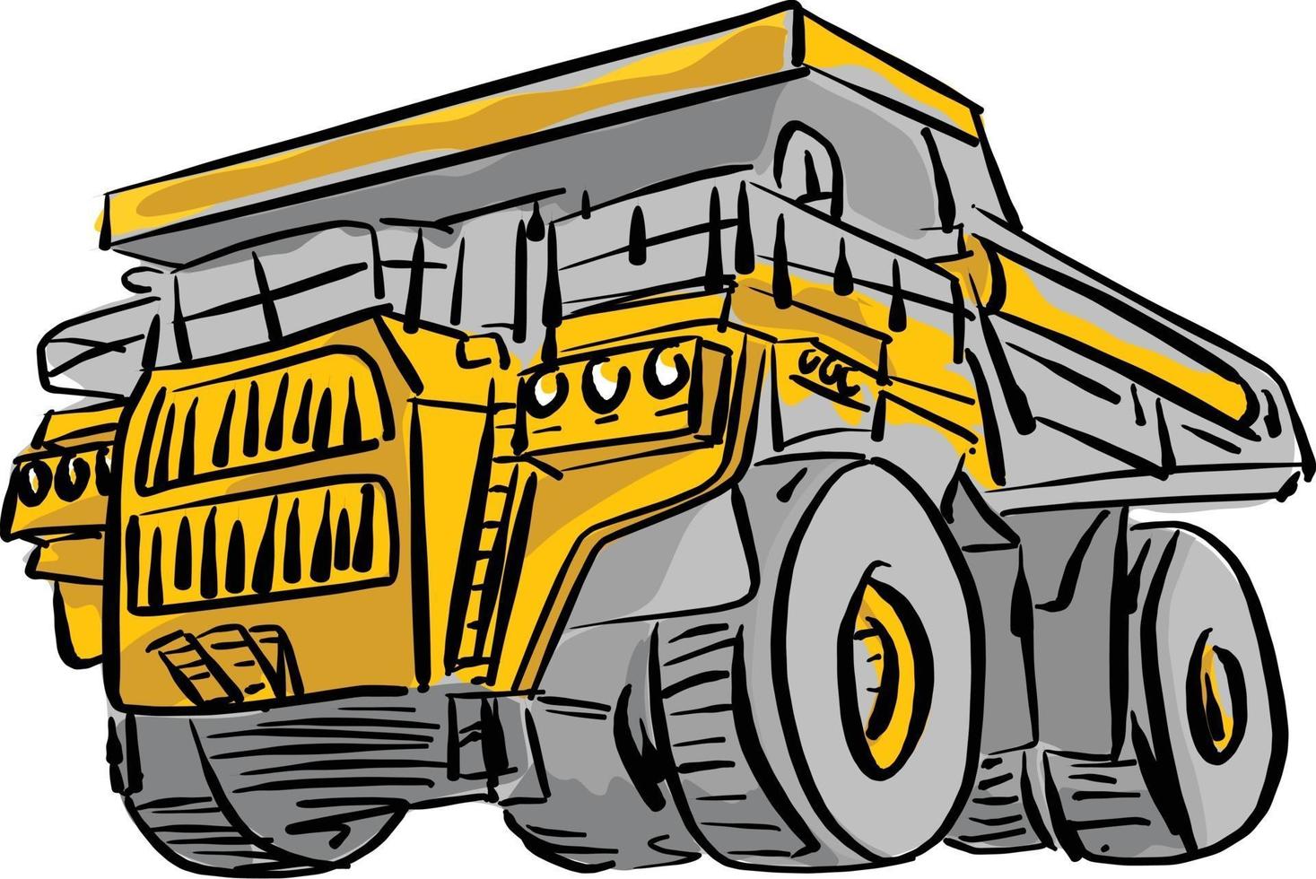 vista frontal do grande vetor de caminhão de mineração amarelo