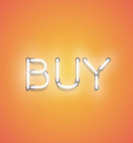 &#39;BUY&#39; - sinal de néon realista, ilustração vetorial vetor