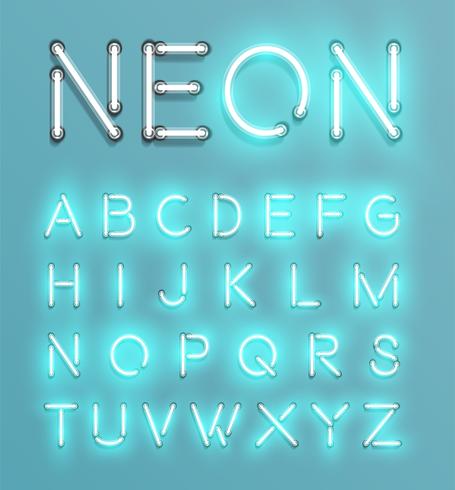 Personagem de néon realista typeset, vector