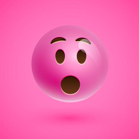 Rosto sorridente emoticon realista rosa, ilustração vetorial vetor