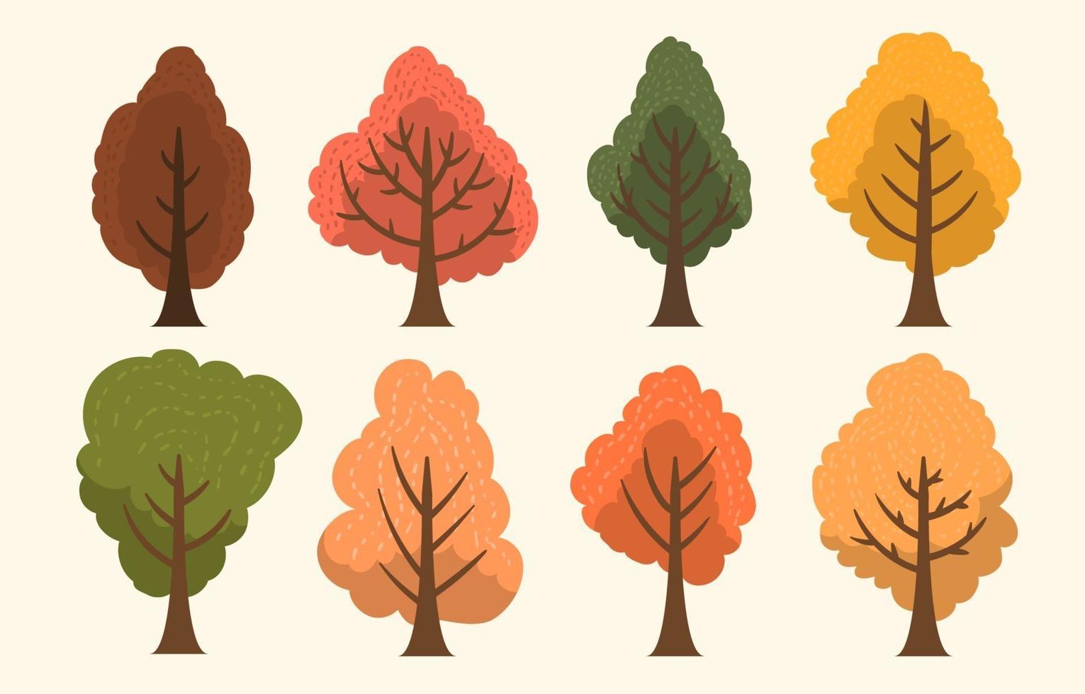 coleção de árvores de outono vetor
