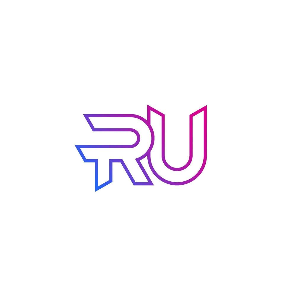 design do logotipo das letras ru, contorno do vetor