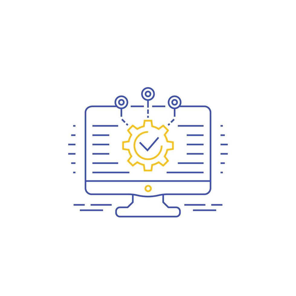 ícone de vetor de desenvolvimento, integração e automação de software, linear
