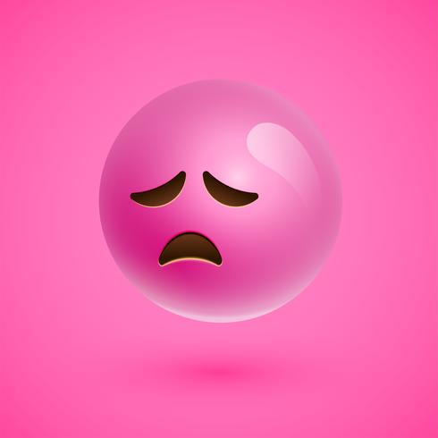 Rosto sorridente emoticon realista rosa, ilustração vetorial vetor