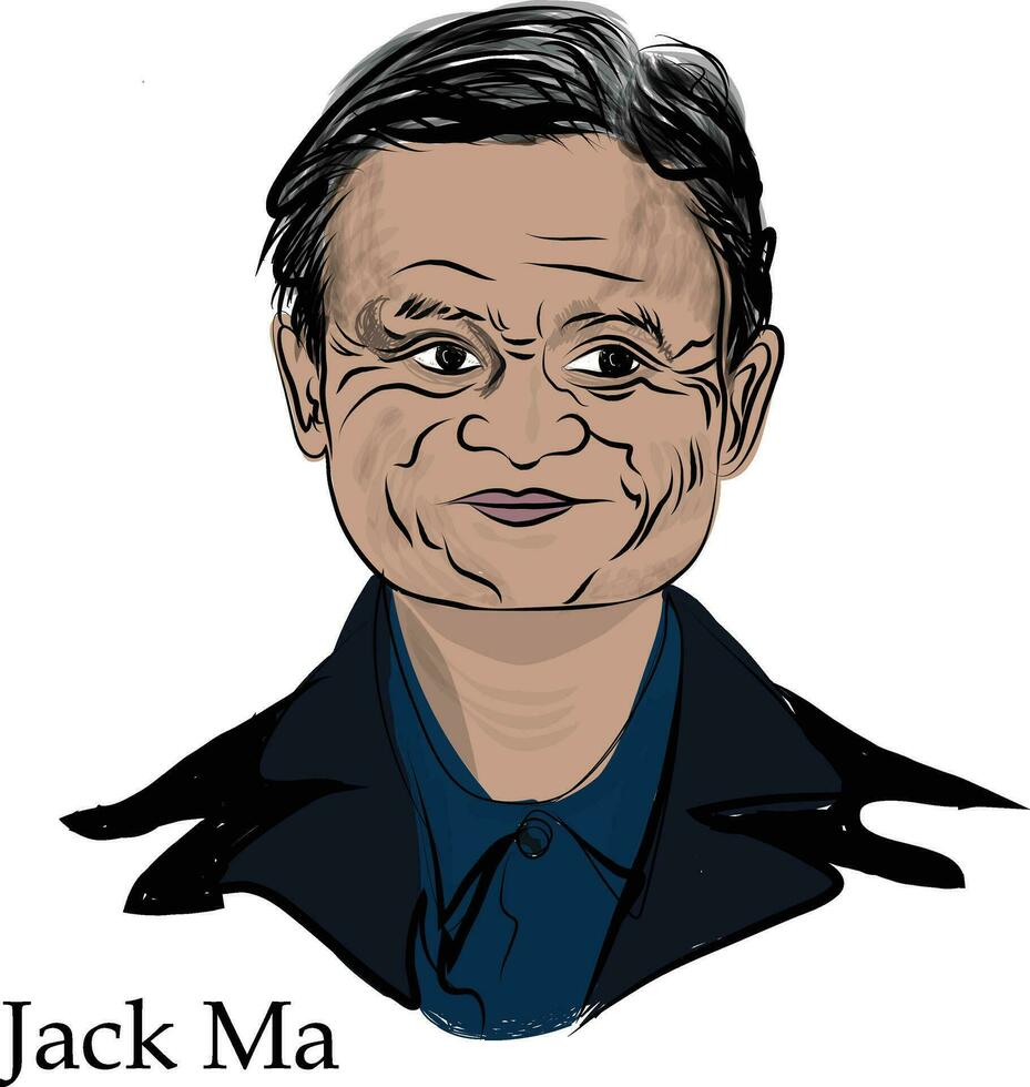 jack ma ilustração vetor isolado, adequado para seu empreendedor contente. ele é a cofundador e antigo executivo presidente do Alibaba grupo